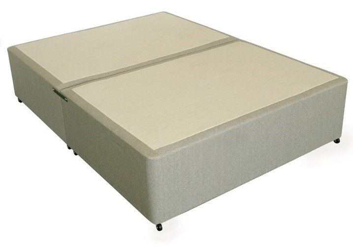 Deluxe 5ft King Size Divan Bed Base in Beige Damask Fabric