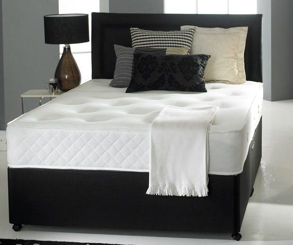 4ft 6in Double Divan Bed Base in Black Faux Leather